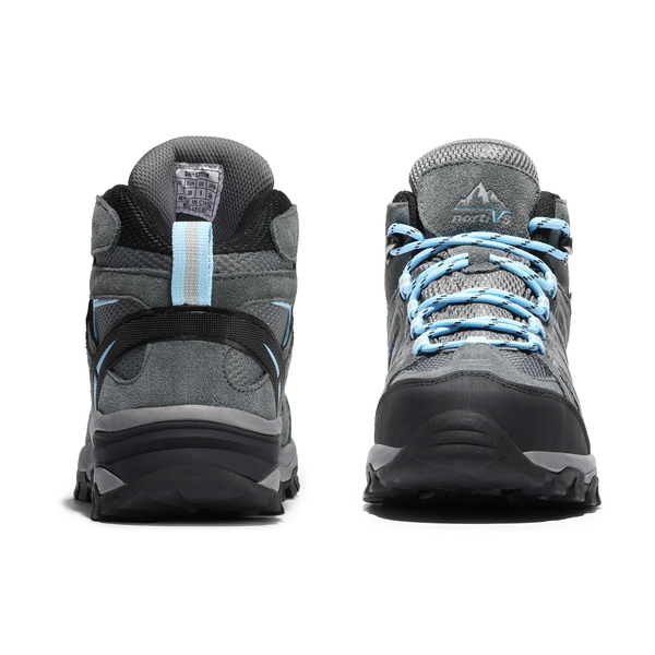 Women's Suede Waterproof Hiking Boots 【Wide Fit】 - GREY/BLUE - 4